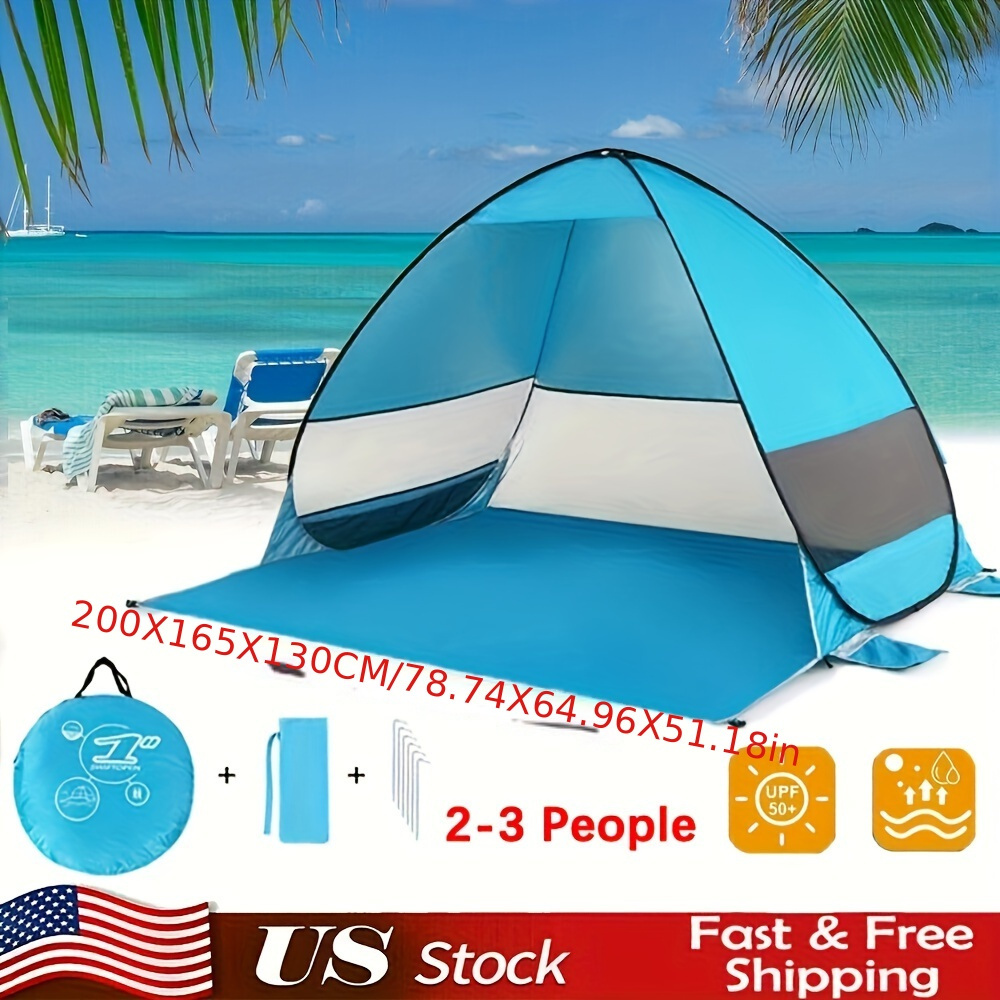TEMU Us Pop Up 2-3 Beach Outdoor Canopy Shelter - Lightweight, Spacious Sun Shade Shelter For Outdoor Camping, Easy Setup, Sturdy Constructionfishing, And Backyard Fun, Family Trips And
