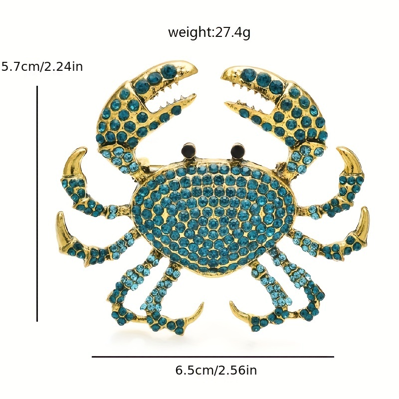 Crab Brooches Rhinestone Sea Animal Party Office Pins