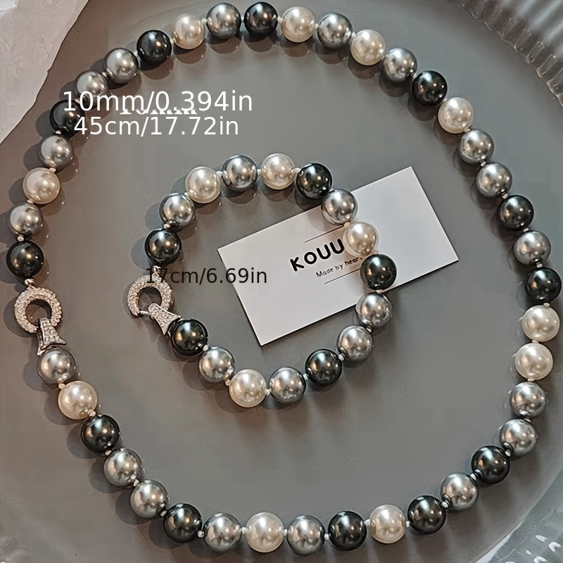 10mm Beaded Necklace and Bracelet Set Vintage Mixed Chain Gift Casual Attire