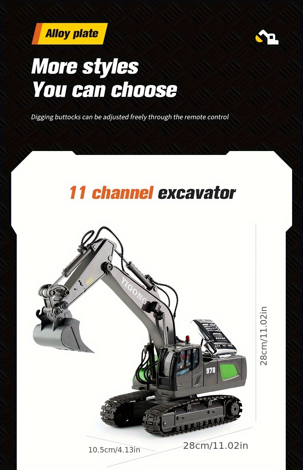 High-Tech 11-Channel 2.4G Remote 2024 Control Excavator