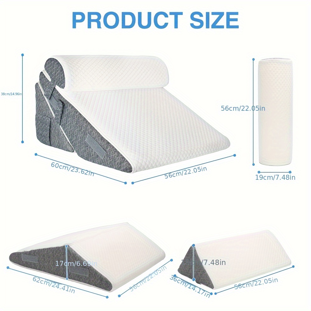 Wedge Pillow Headboard, 3pcs Orthopedic Bed Wedge Pillows Set for After Surgery, Adjustable Pillow Wedge for Acid Reflux&Back Relief, Sleeping, Back Pillow for Bed Sitting Up, White/Grey - Image 4