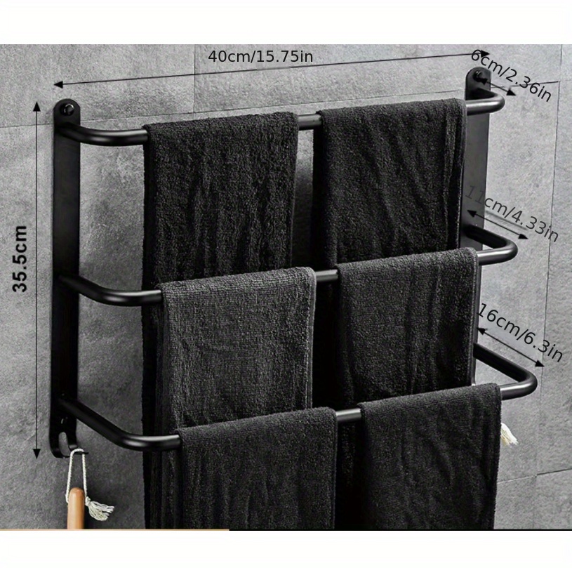 Wall Towel Rack For Rolled Bath Towels,New Upgrade 3 Bar