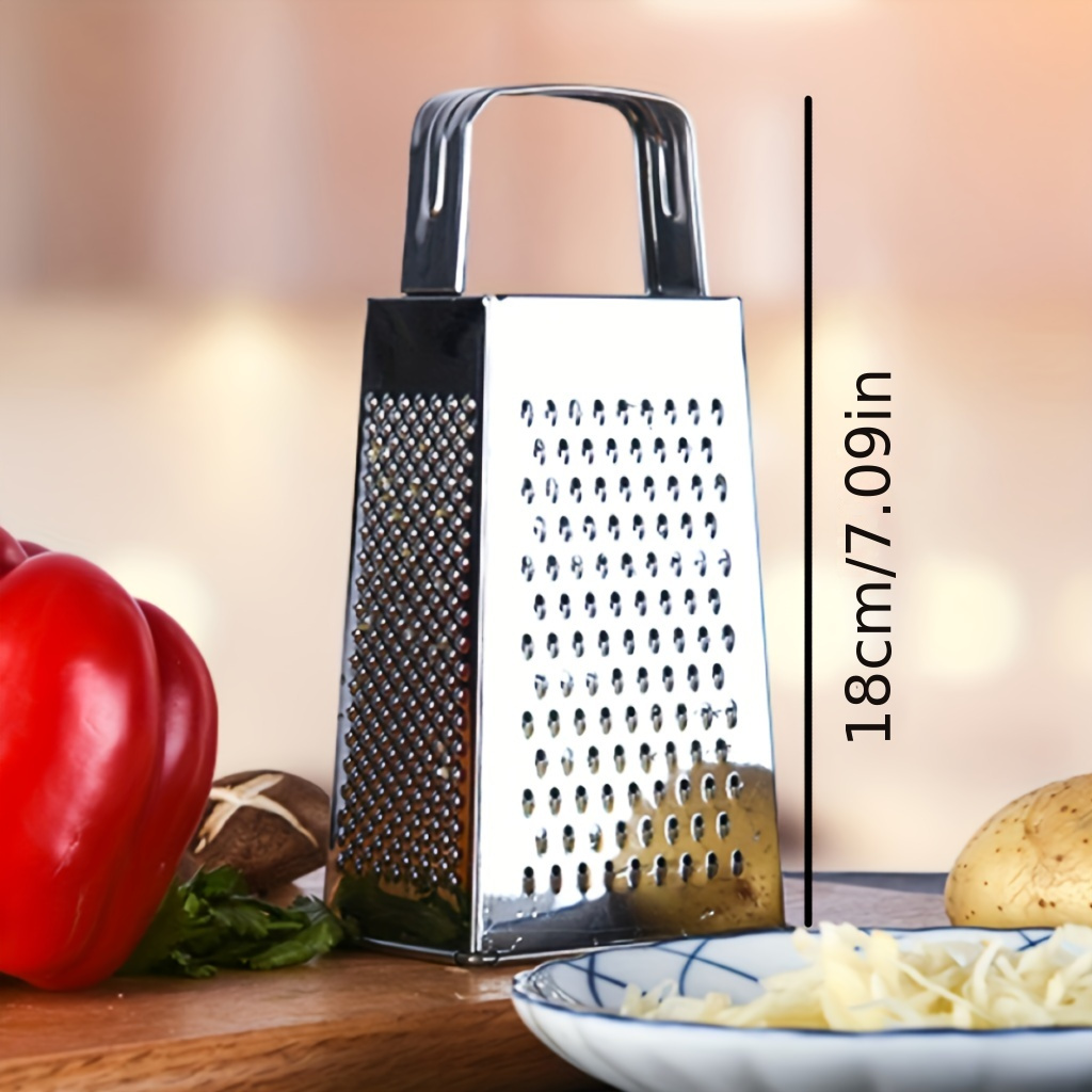 

1pc Stainless Steel Box Grater - 4-sided Manual Food For Cheese, Vegetables, Ginger - Multifunctional Kitchen Slicer, Grater & Mesher - Uncharged Kitchen Gadget