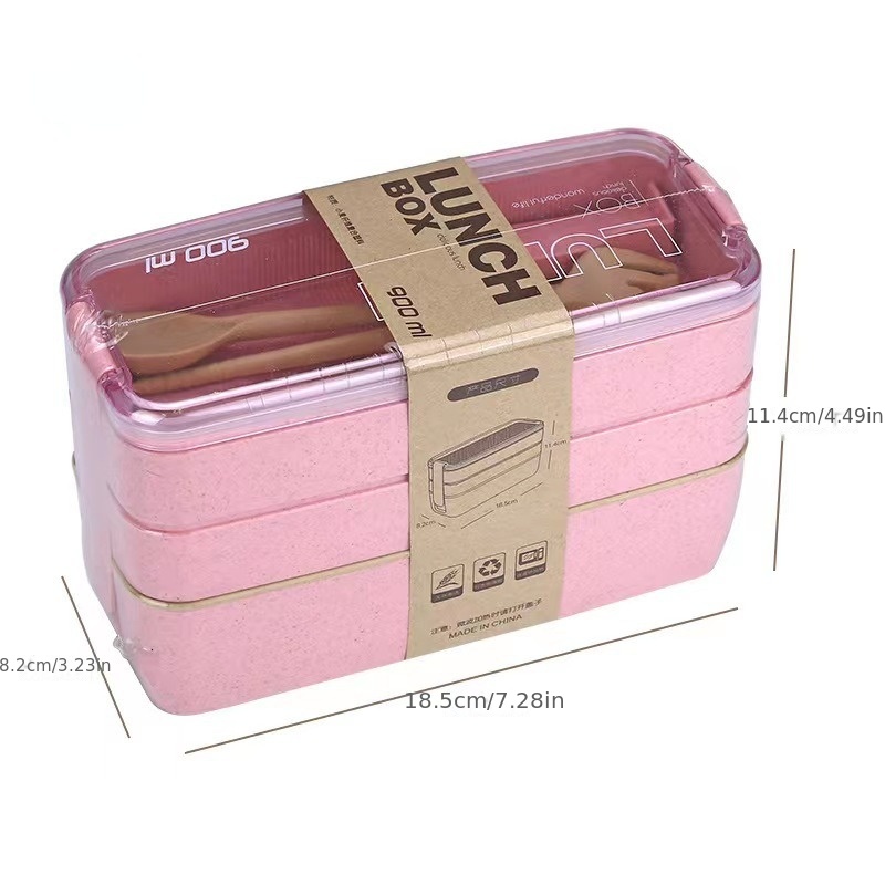 Three layer Bento Box With Cutlery Lunch Box Including Forks - Temu