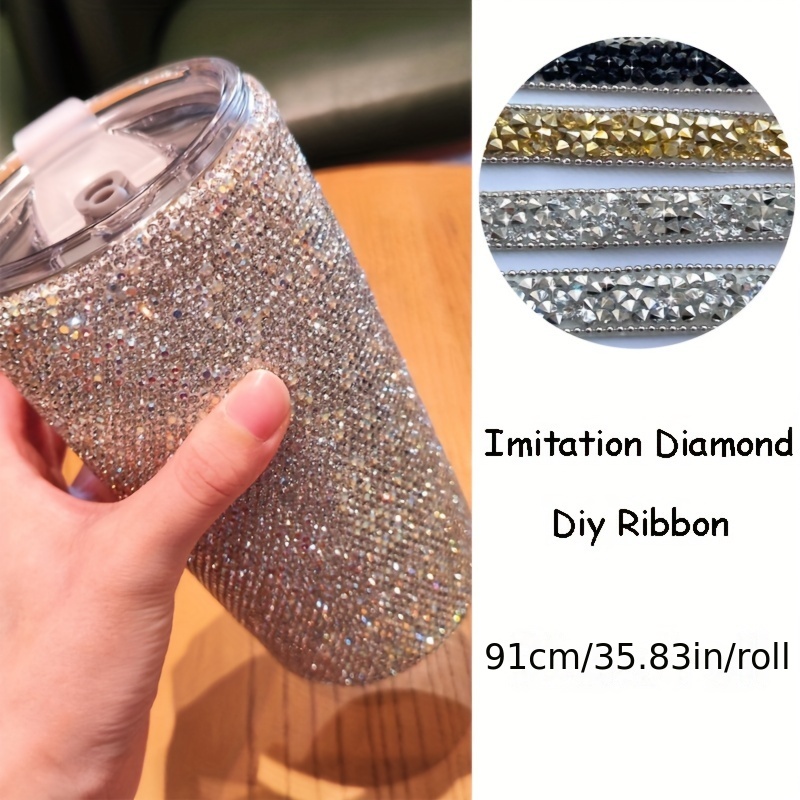 1yard Self Adhesive Crystal Rhinestone Ribbon Rhinestone - Temu