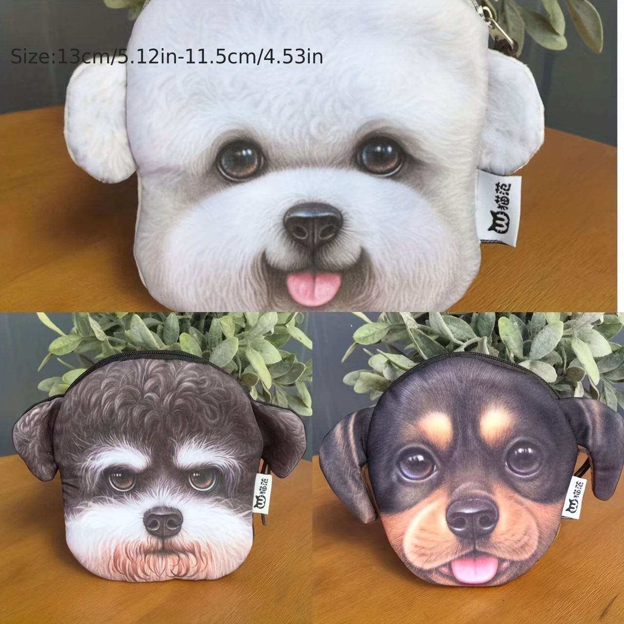 Animal Zipper Round Coin Purse Cute Dog Shaped Creative Storage