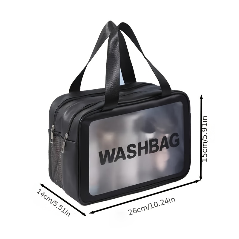 Travel /Makeup Bag Large · Water-Resistant & Spill-Proof Clear Organizer · See-Through Pouch with Handle &Zippers · Silver · EzPacking