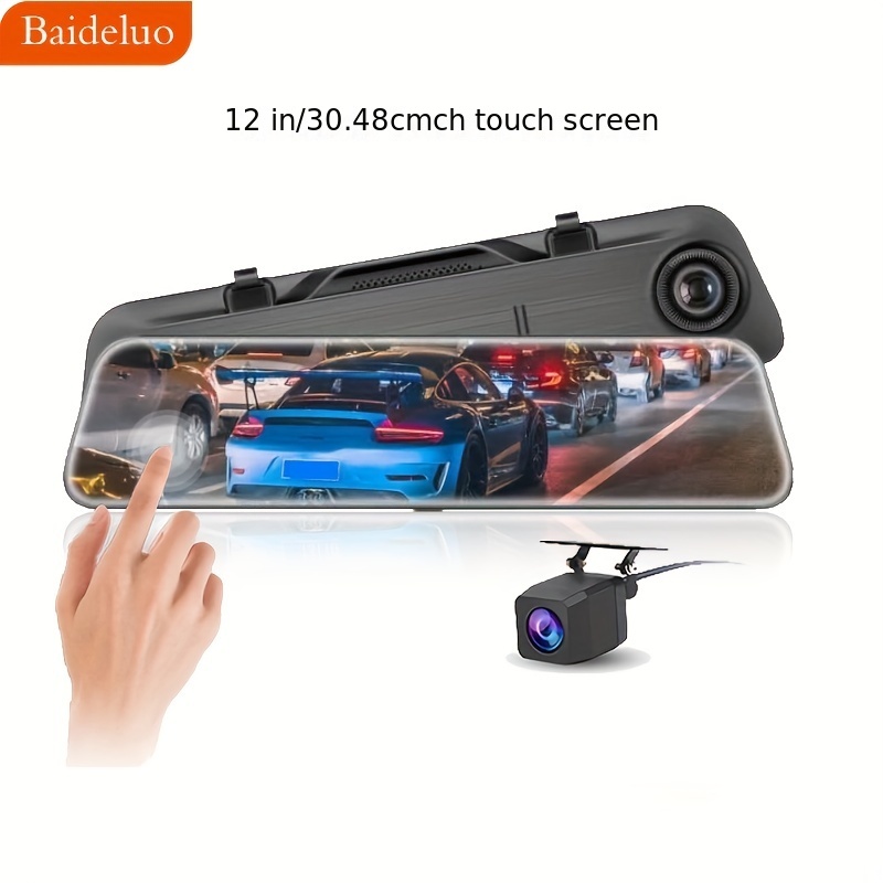 Car Recorder Rear View Touch Mirror Camera 1080p Hd Dash Cam - Temu