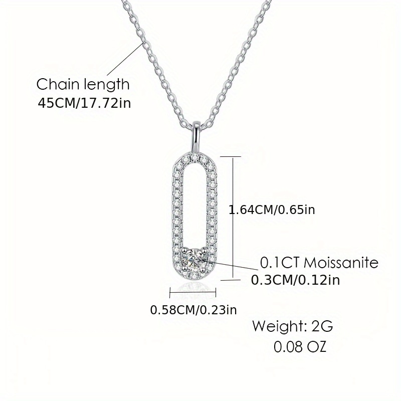 BINALOVE 1CT Moissanite Pendant Necklace S925 Sterling Silver December Birthst