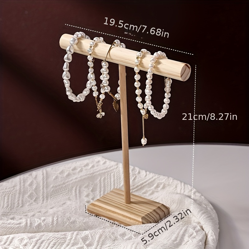 TEMU Elegant Solid Wood Jewelry Display Stand For Bracelets & Necklaces - Versatile Organizer With Multiple Hooks, Ideal For Shop Displays And Home Vanity Storage, Vintage Jewelry