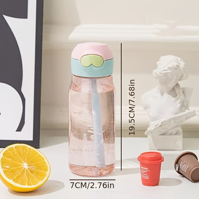 1pc 600ml pink children's water bottle, portable cartoon graphic