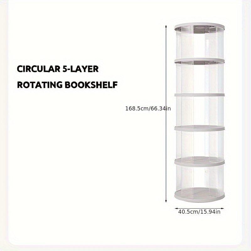 3 tier rotating bookshelf transparent white plastic storage rack for home office freestanding multi shelf organizer with wheels books decor and supplies decorative display versatile shelving book shelves details 8
