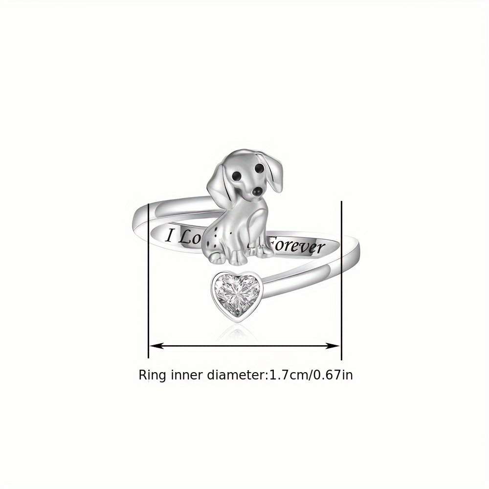 925 Sterling Silver Sausage Dog Pattern Charm Ring — Gift for Dog Lovers