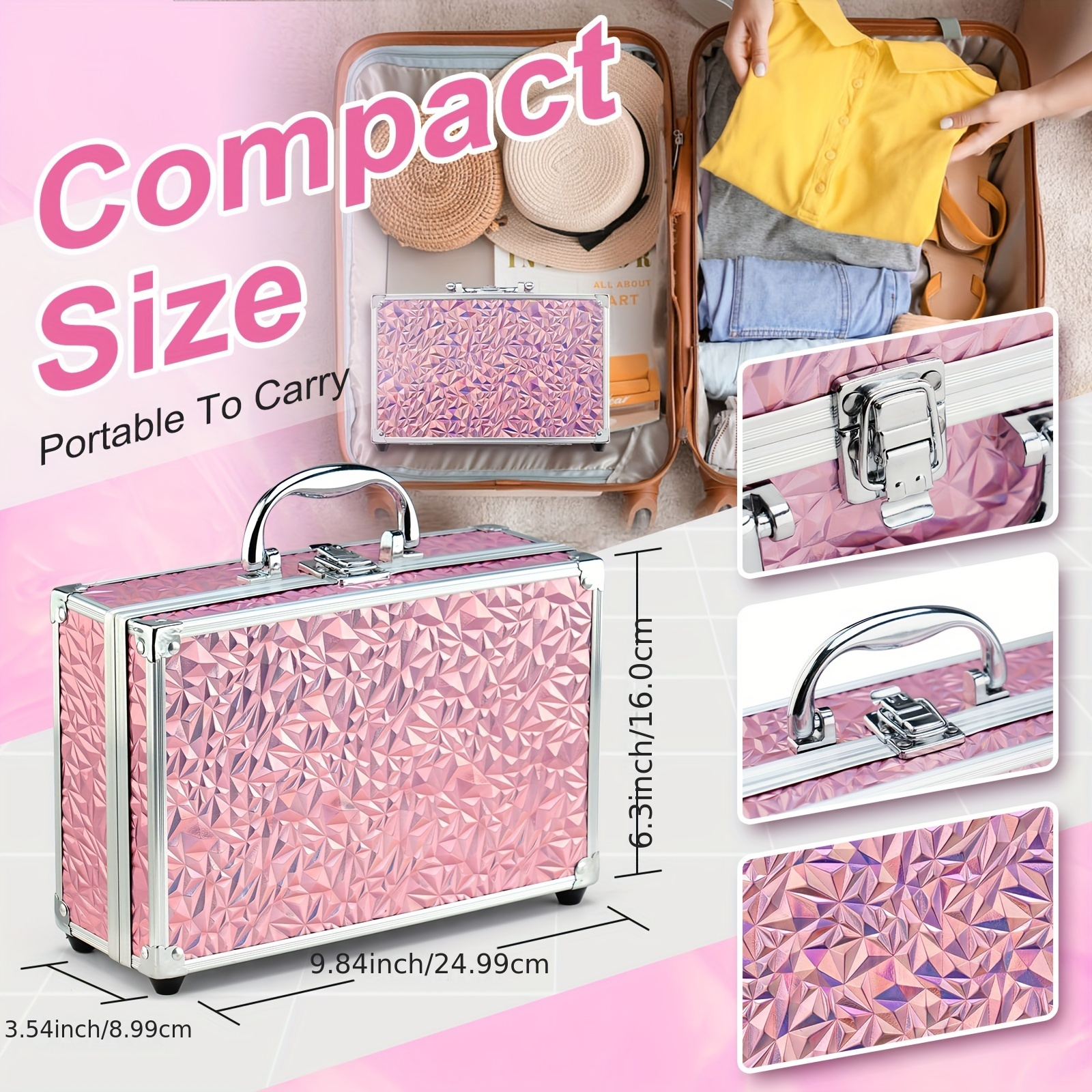 Conjunto de Maquiagem Inicial para Meninas Pré-adolescentes, Estojo de Maquiagem Completo para Mulheres com Sombra, Batom, Blush, Pincéis, Gloss Labial, Máscara de Cílios, Cera para Sobrancelhas e Espelho Rosa Conjunto Completo de Cosméticos Inicial detalhes 6
