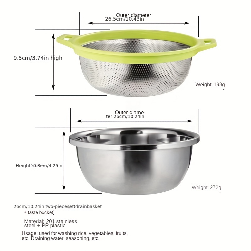 4-1 Colander with Mixing Bowl Set - Strainers for Kitchen, Food Strainers  and Colanders, Pasta Strainer, Rice Strainer, Fruit Cleaner, Veggie Wash,  Salad Spinner, Apartment & Home Essentials