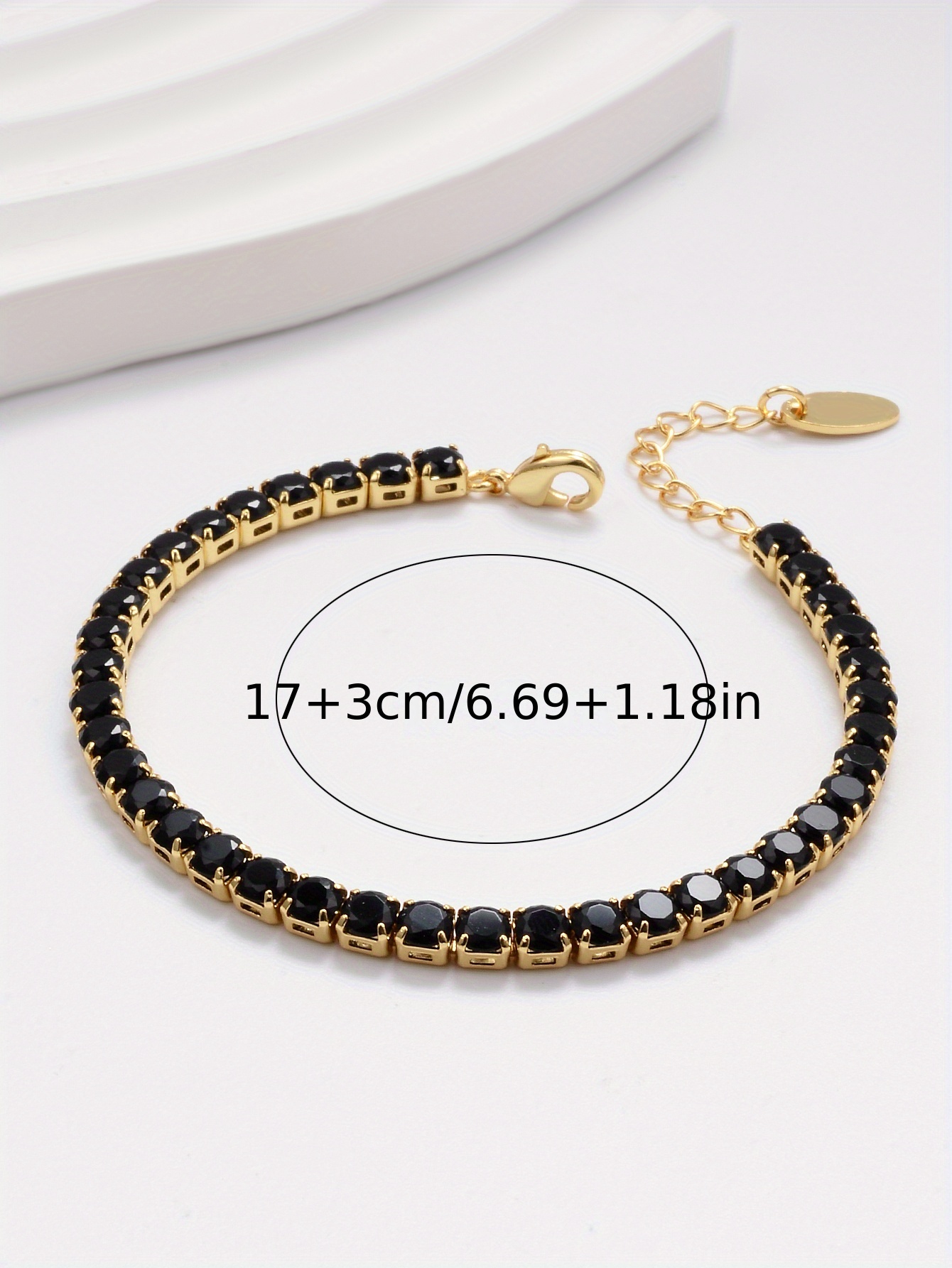 elegant personality black zirconia chain bracelet 18k gold plated classic   for women girls anniversary wedding jewelry details 0