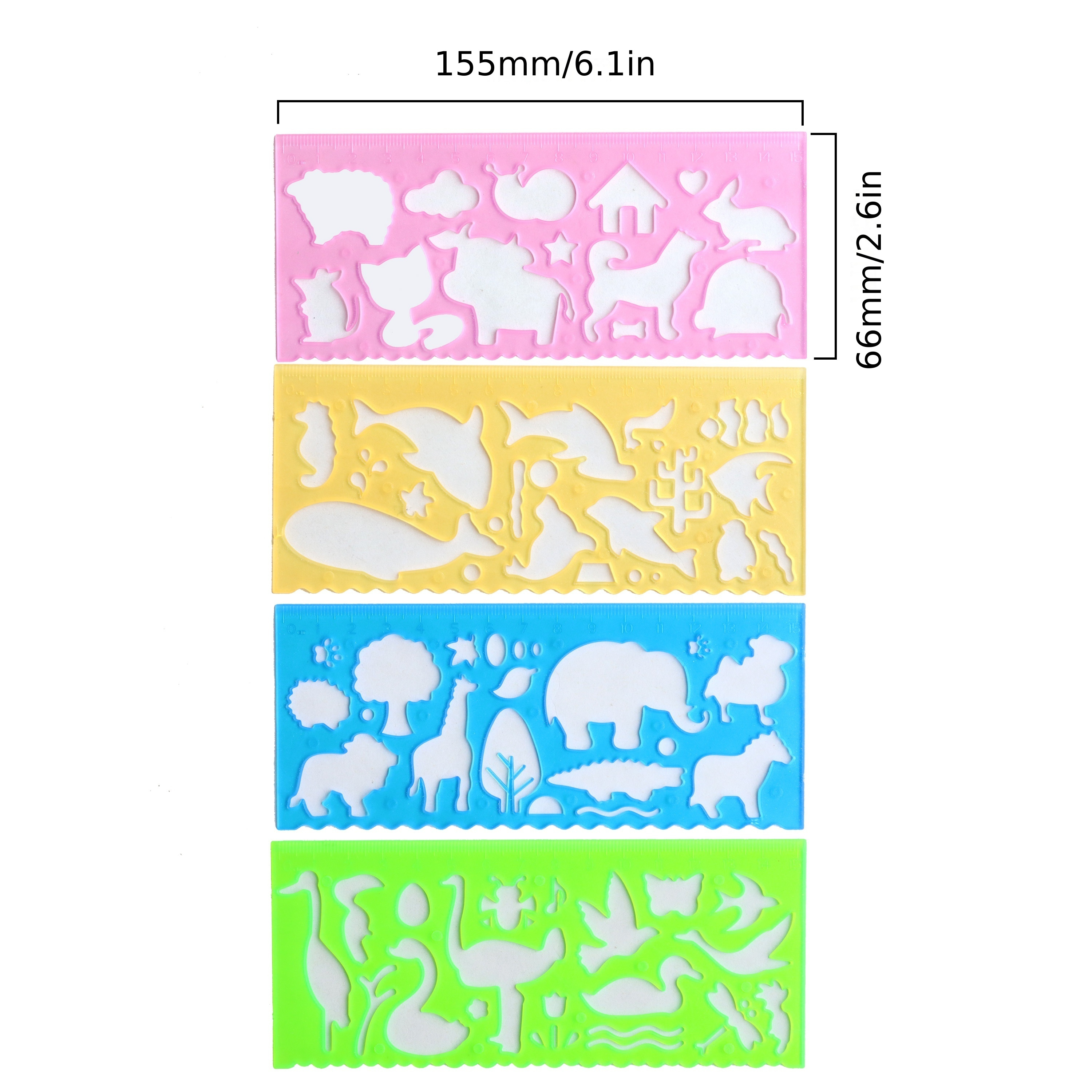 Multifunctional Cartoon Animal Painting Template Ruler