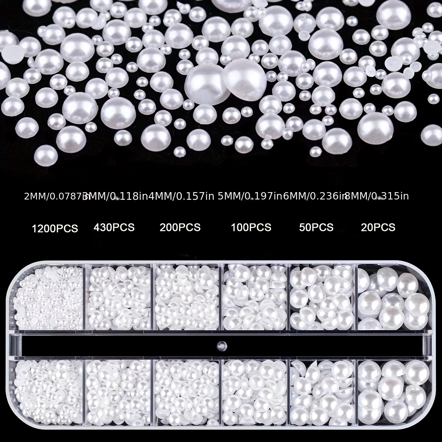 Of Flat Bottom 12-grid Semi-circle Diy Nail Art Stickers With Rhinestones