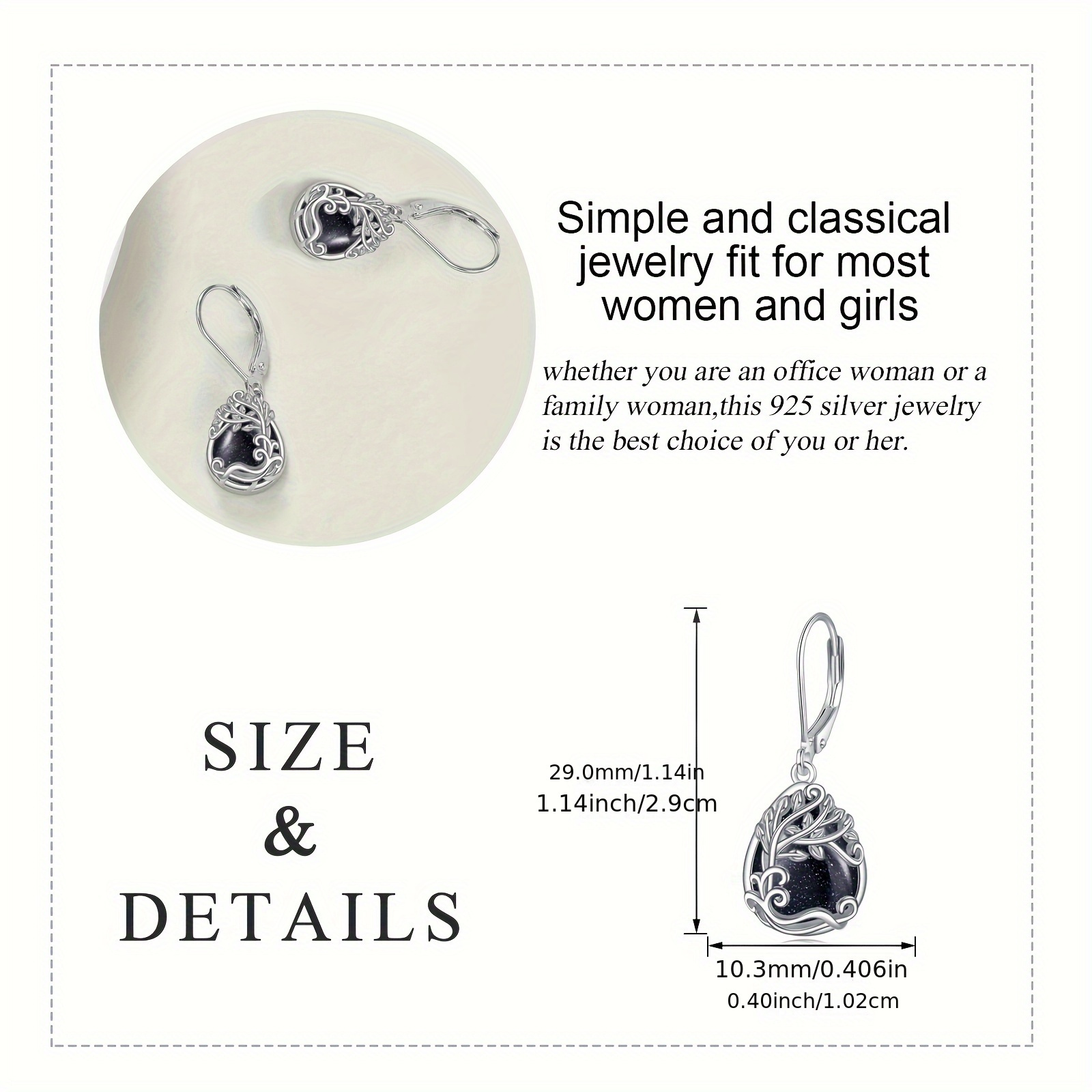 tree of life blue sandstone drop dangle teardrop earrings 925 sterling   of life leverback earrings for women jewelry gifts Product details 5