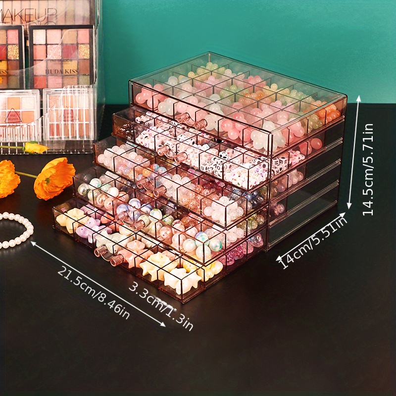 Beads Storage Box Desktop Jewelry Transparent Drawer Sub - Temu Philippines