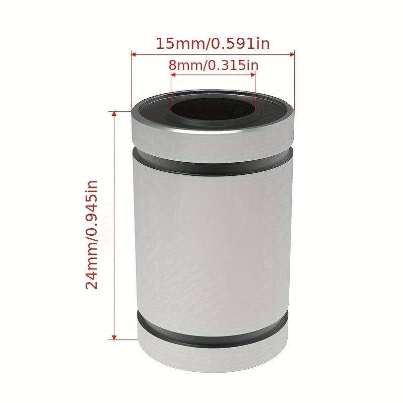 2pcs Lm8 Lm8uu Lm3uu Lm10uu Lm16uu Lm6uu Lm12uu Linear Ball Bearings 8mm Bore 15mm Od 24mm Length For Cnc Machine 3d Printer