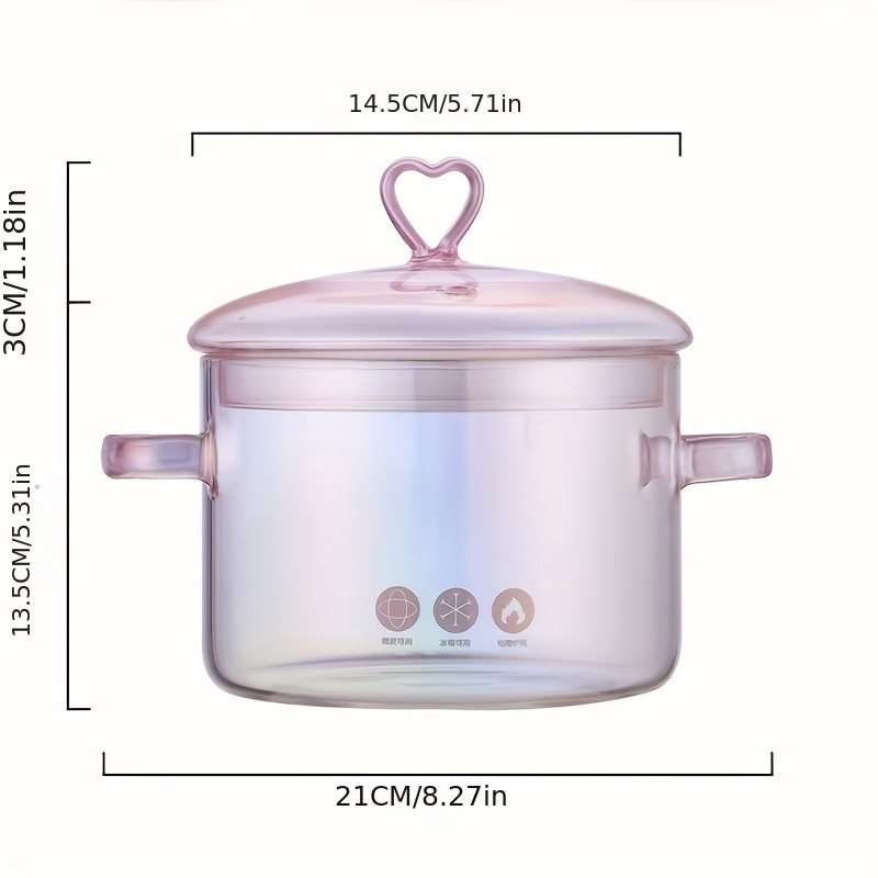 Glass Pot with Cover, Heat Resistant Glass Saucepan Cooking Pot and Pan  with Lid, Glass Cookware Set Cooktop Safe for Pasta Noodle, Soup, Milk,  Baby