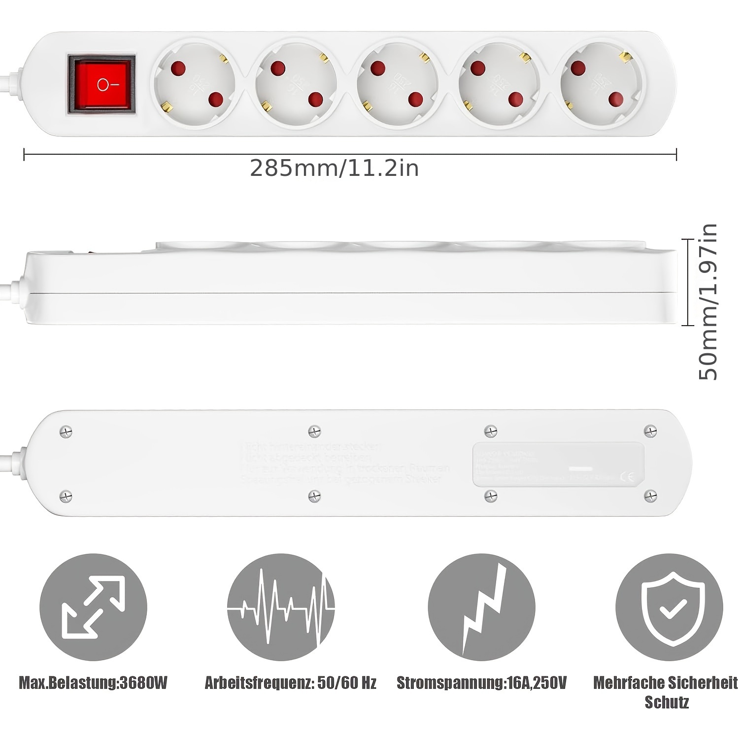 1 Regleta Enchufes Múltiples Cable Extensión Plano Regleta - Temu Chile