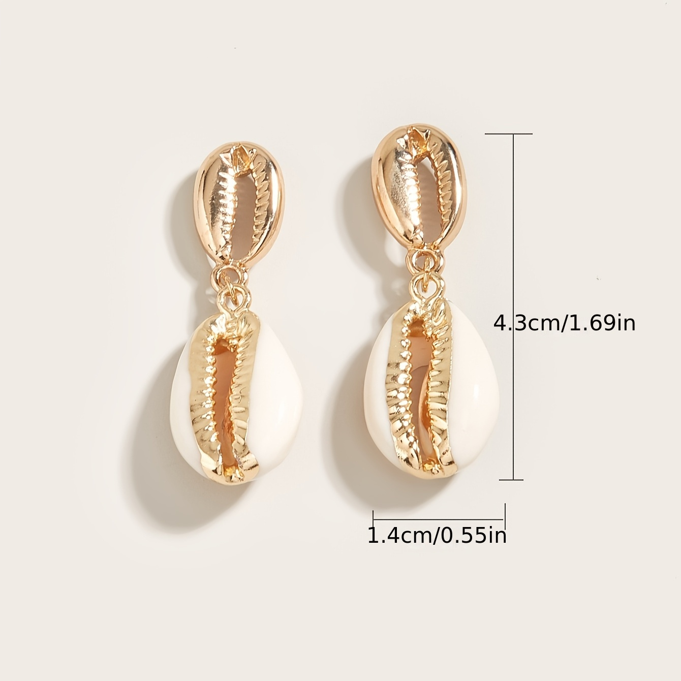 Nautical Style 14K Gold Plated Shell Dangle Earrings