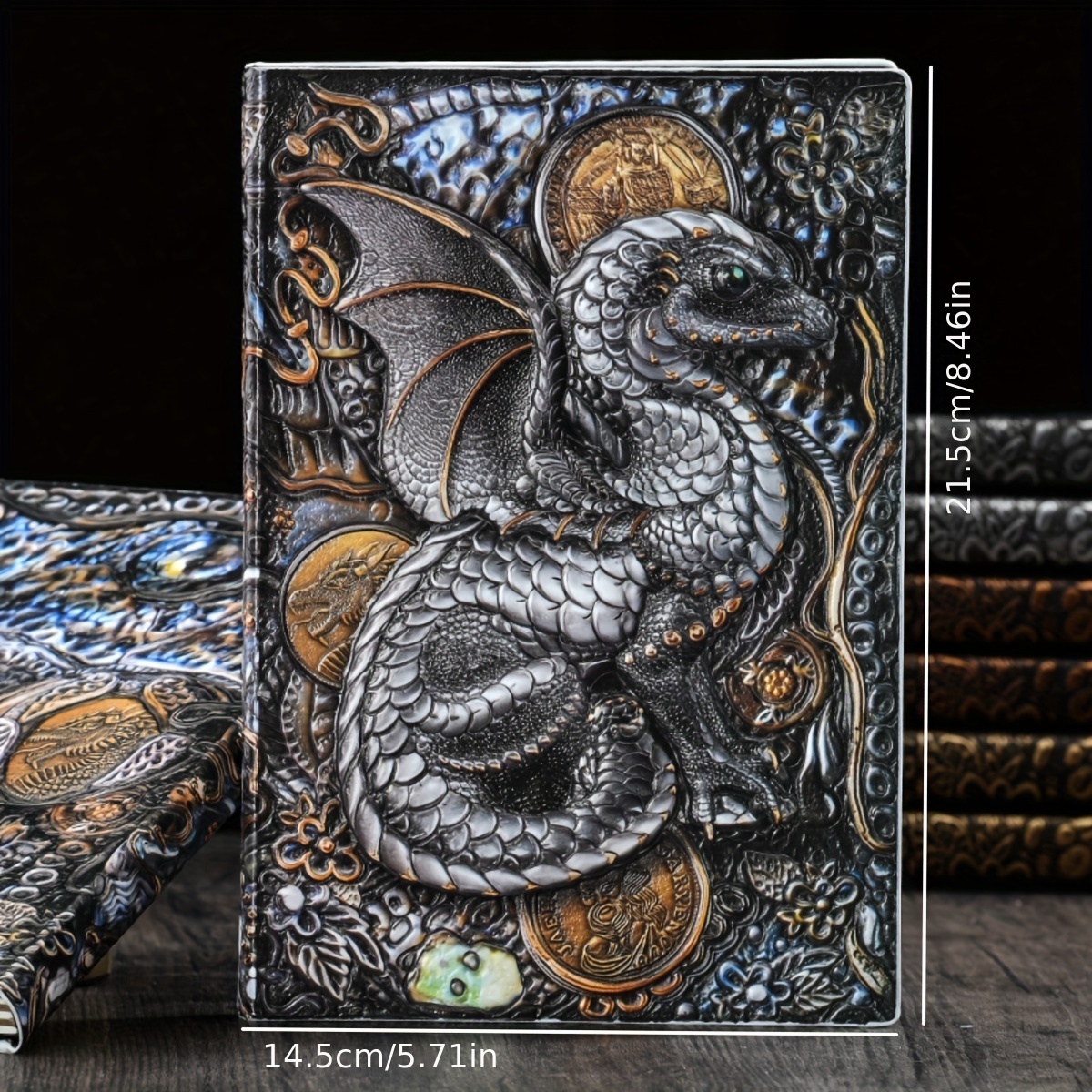 A5 Retro Relief 3D Dragon Notebook, 100 Sheets