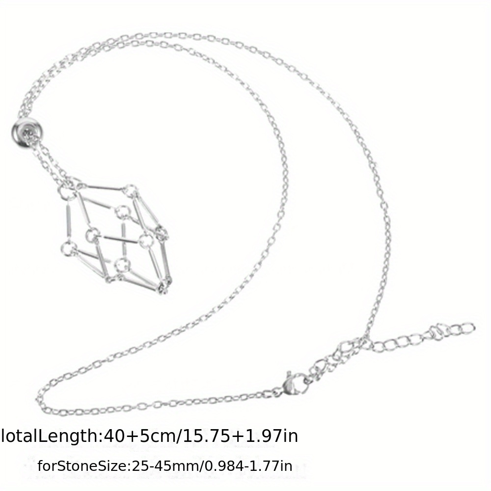Interchangeable Crystal Holder Cage Necklace Silver Color Stone