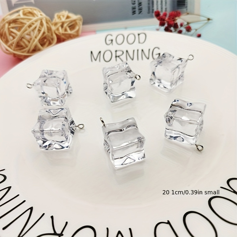TEMU 1 Package 10/20 Simulated Transparent Three-dimensional Ice Earrings Keychain Pendant Accessories