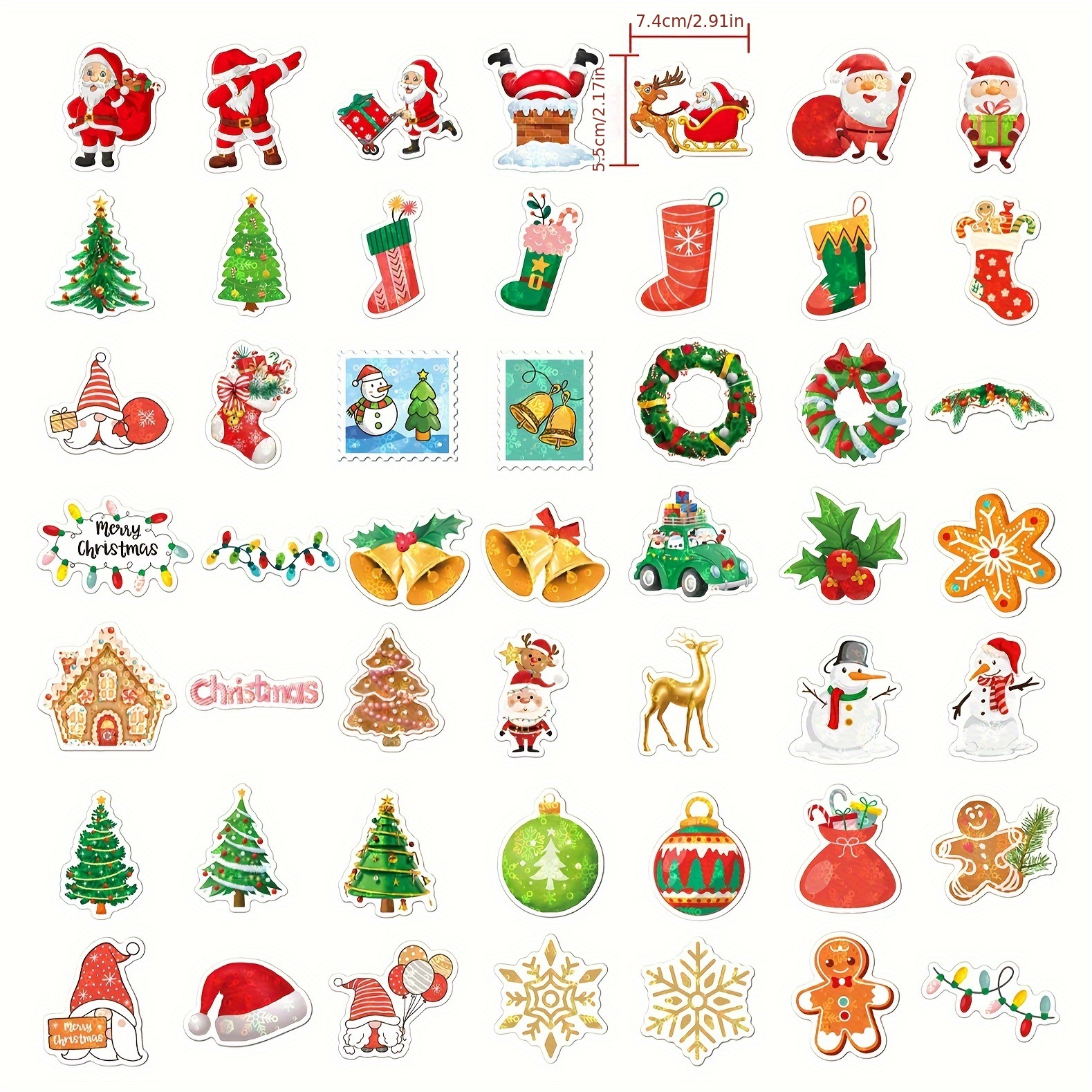 Holographic shiny stickers cartoon christmas stickers for kids