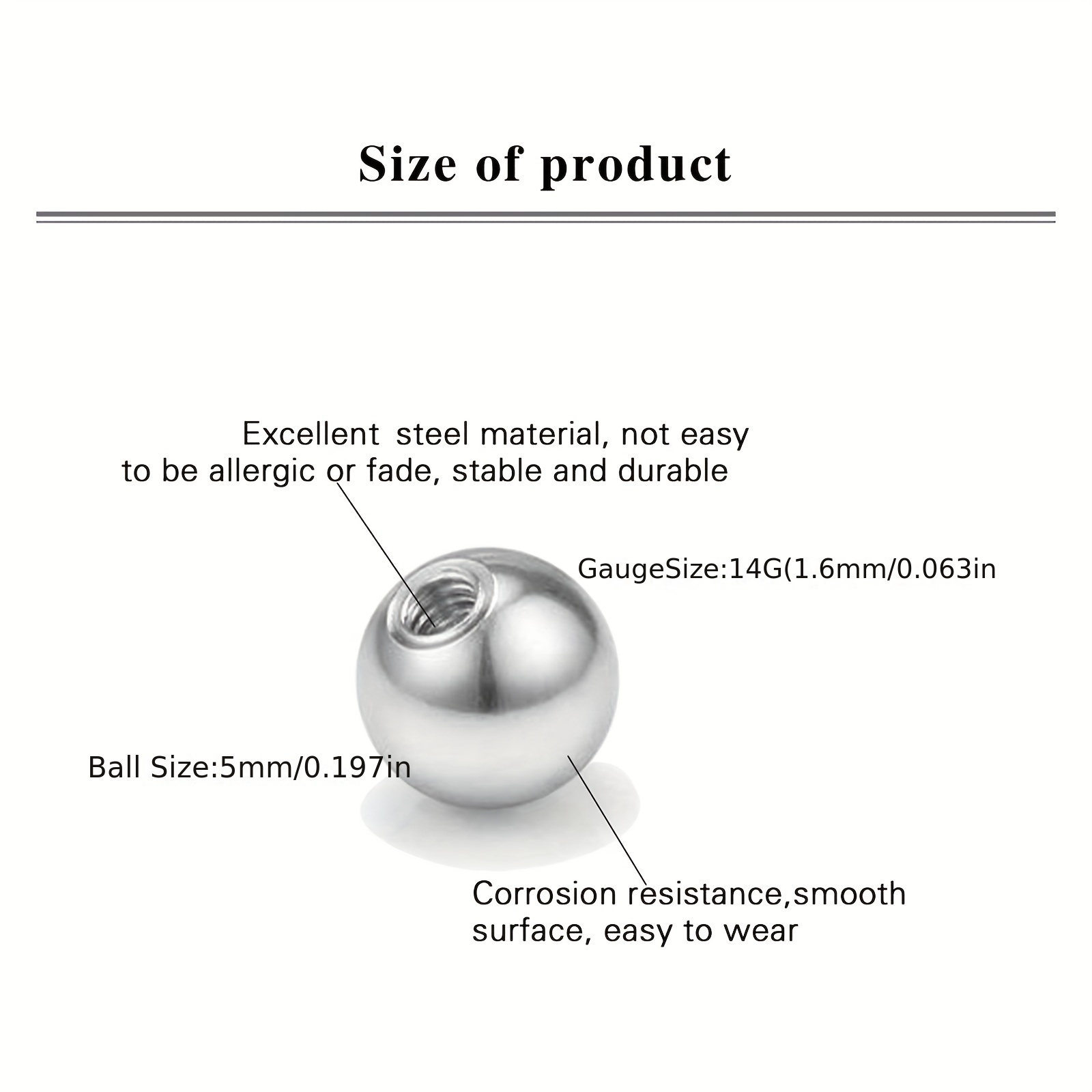 Piercing Replacement Balls Pack Stainless Steel And Acrylic - Temu