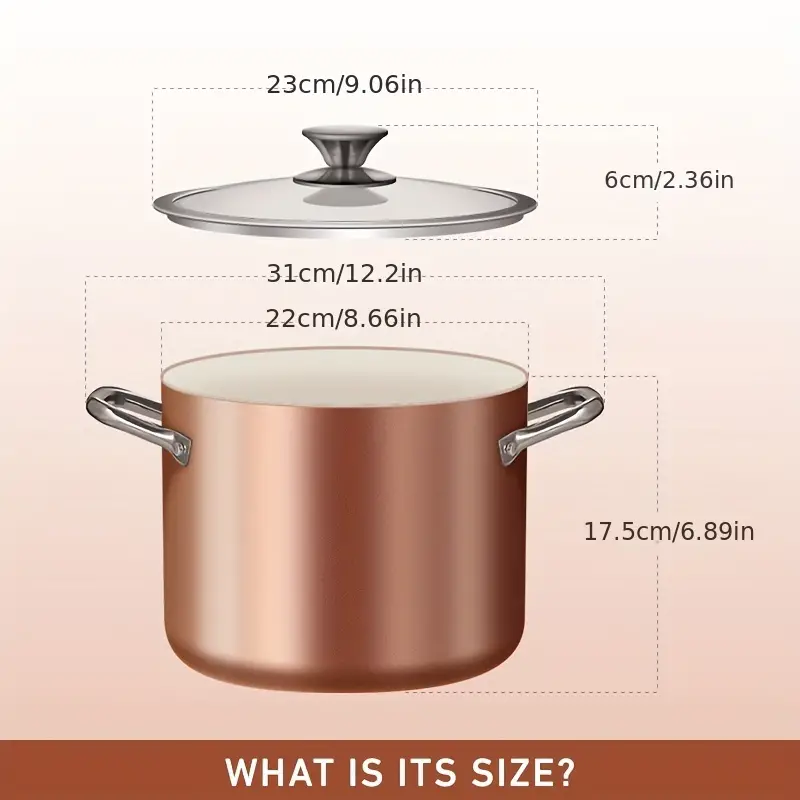 Nonstick Stock Pot 7 Qt Soup Pasta Pot With Lid (8.66''x7.08), 7-quart  Multi Stockpot Oven Safe Cooking Pot For Stew, Sauce & Reheat Food,  Induction/oven/gas/stovetops For Family Meals, Rose Golden - Temu