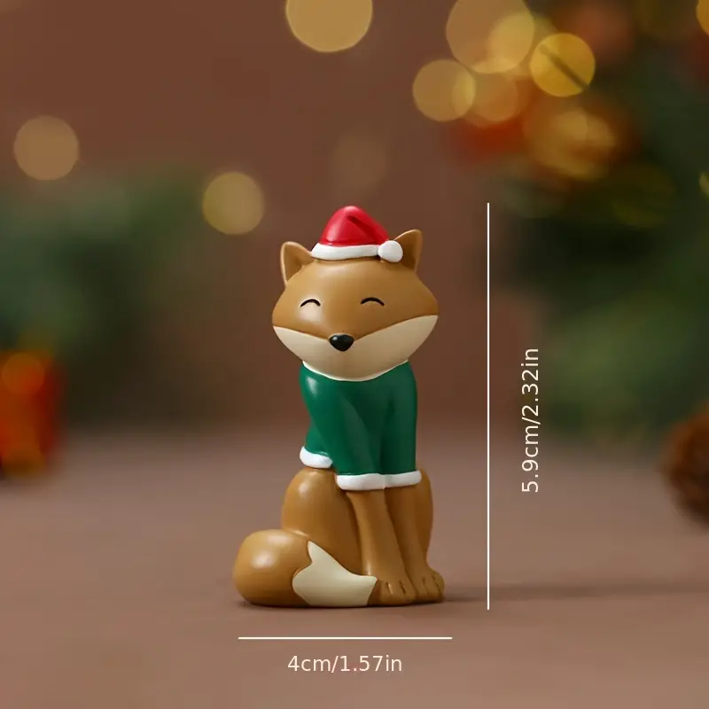 Cute Cartoon Small Animal Tabletop Resin Ornament Garden Cat Fox