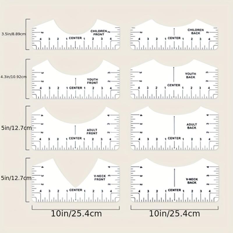 Tshirt ruler Guide To Center Vinyl Transparent V neck/round - Temu