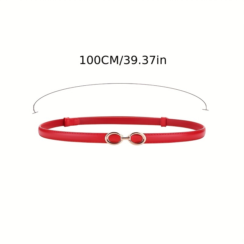 Women's Red Skinny Double Ring Circle Belt