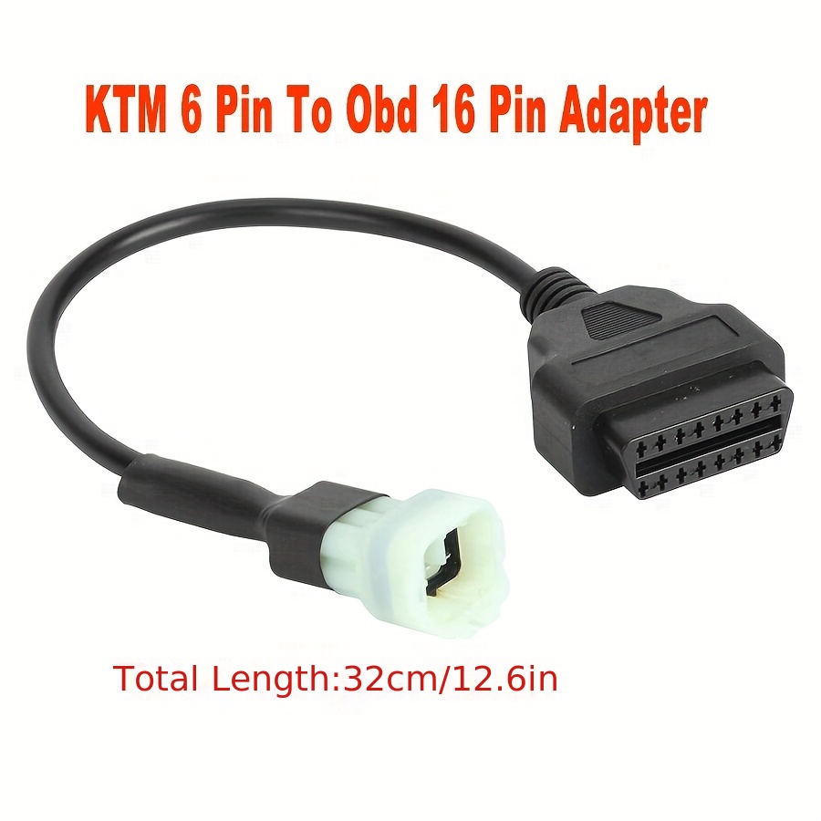 6 Pin to OBD 16 Pin Adapter OBD2 Fault Diagnostic Cable for KTM Duke RC  2011 - 2017 Motorcycles