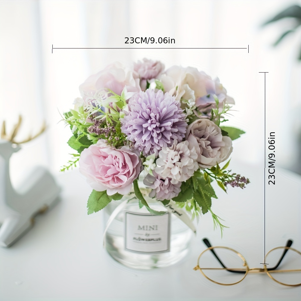 Aesthetic Simulation Flower Set Realistic Rose Peony And - Temu