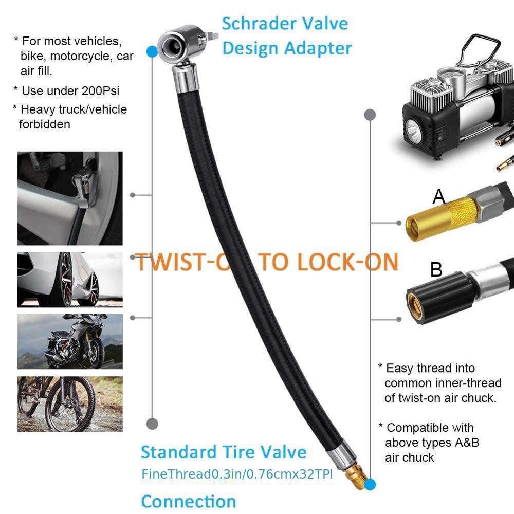 1pc Reifenfüller Schlauch Aufblasbarer Adapter Twist Reifen Luftpumpe  Verlängerungsrohr Verbindung Locking Air Chuck Für Bike Moto 9,5/12,5mm