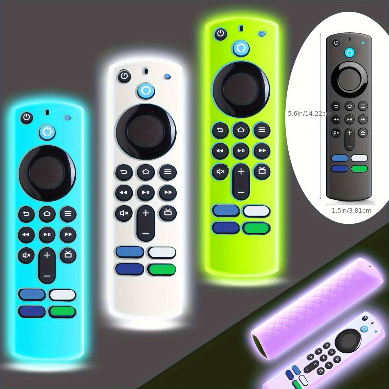 Firestick - Funda para mando a distancia (brilla en la oscuridad),  compatible con Fire TV Stick 4K Alexa Voice Remote Control (verde y azul  cielo)