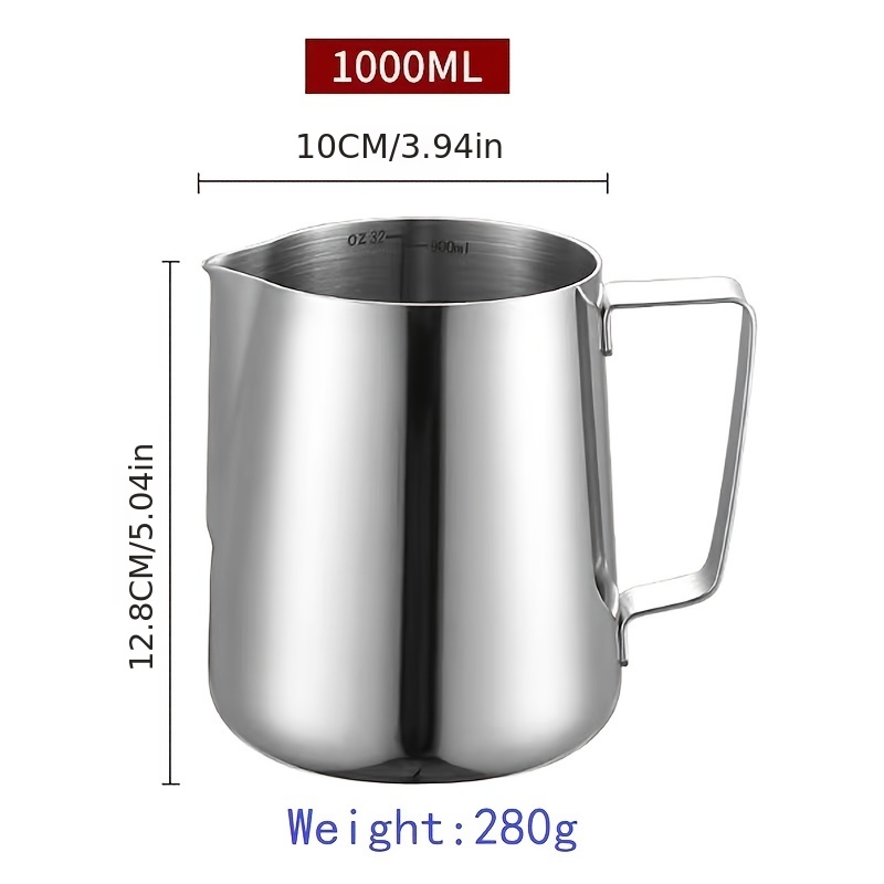  Jarra de café de acero inoxidable para hacer espuma de leche, jarra  de café expreso de 15.2 fl oz/20.3 fl oz/jarra de espuma para barista  (capacidad: 20.3 fl oz, color: B) 