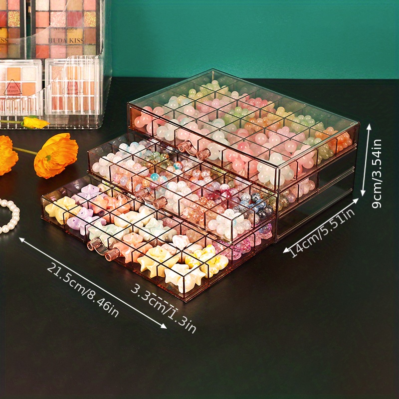 Compartment Storage Box 72 Grids Acrylic Organizer Box with 3