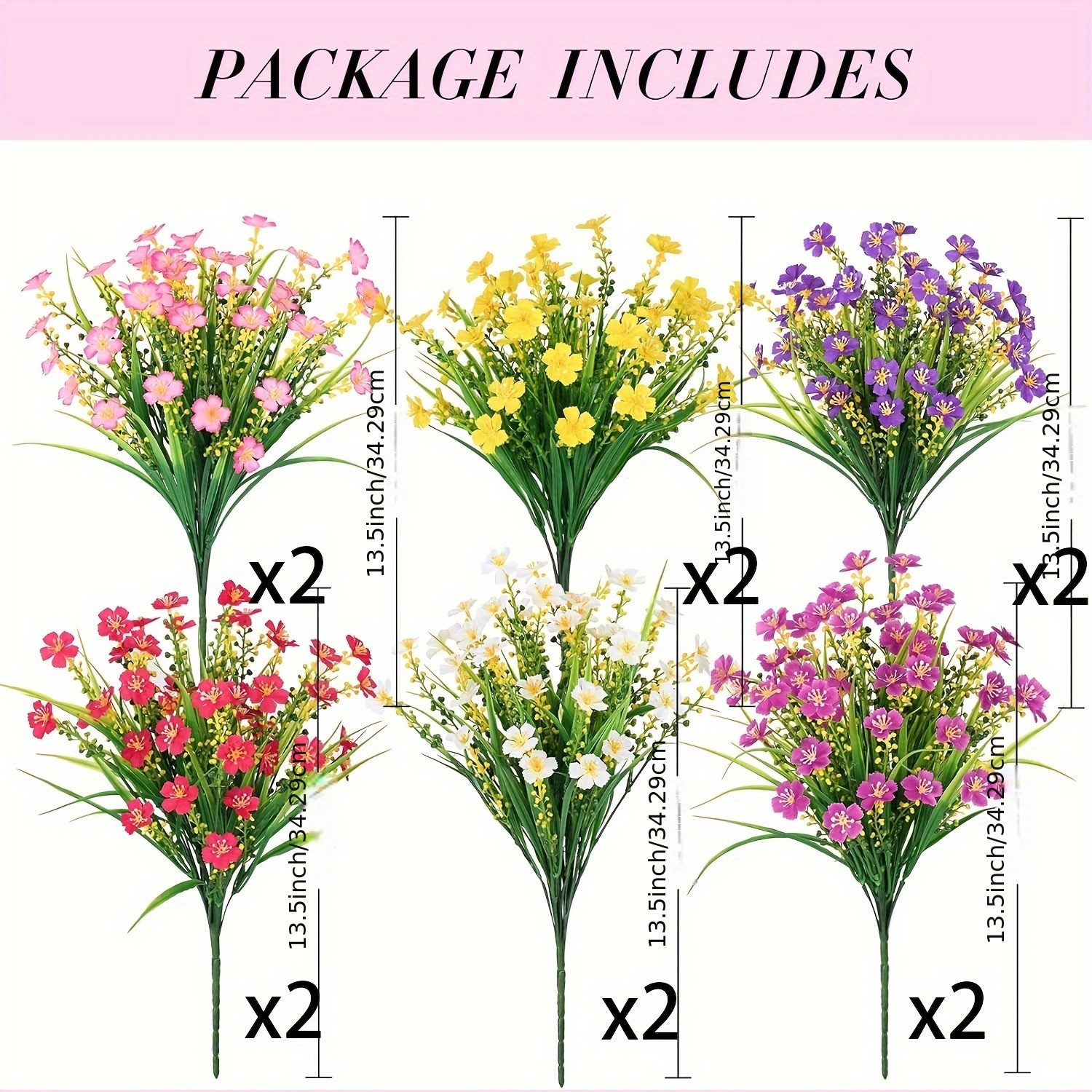 TEMU 12pcs Vibrant Uv-resistant Artificial - Plastic Floral Arrangement For Indoor & Outdoor Decor, Garden, Porch, Window - Spring & Accent, Garden Decorations