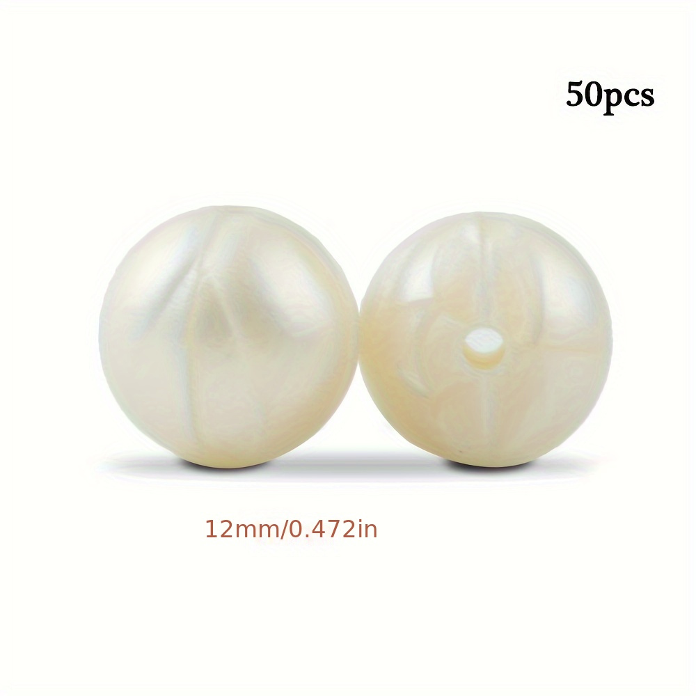 Image of 50pcs White Beads - 9/12/15mm / Medium/ Small Round Craft Beads Suitable For Diy Making, Keychains, Necklaces, Bracelets - Wholesale
