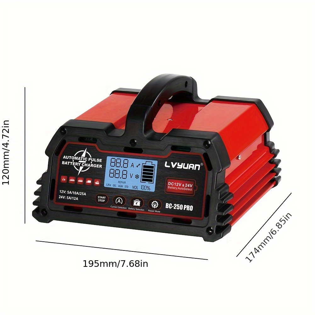 

12v/24v 20a Car Battery Charger Heavy , 0-20a Battery Maintainer Shutoffs, , , /low Trickle Charger And Desulfator, For , Motorcycle, Lawn