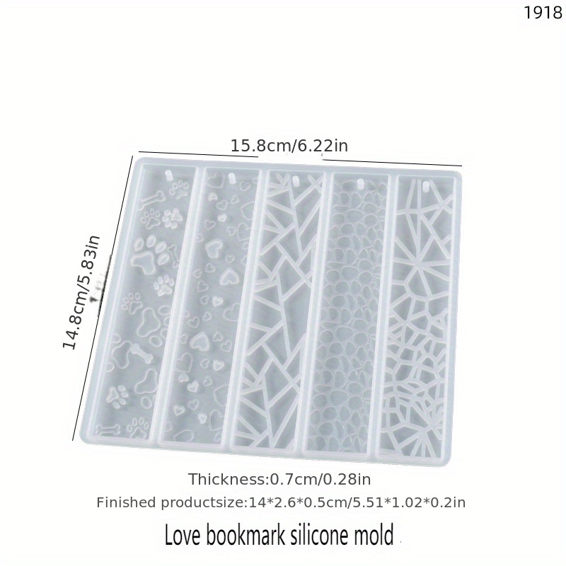 Image of Bookmark Silicone Resin Mold Rectangle Leaves Texture Flower Shaped Epoxy Silicone Casting Molds Bookmark For Reading Book,3d Diy Making Handmade Decor Crafts