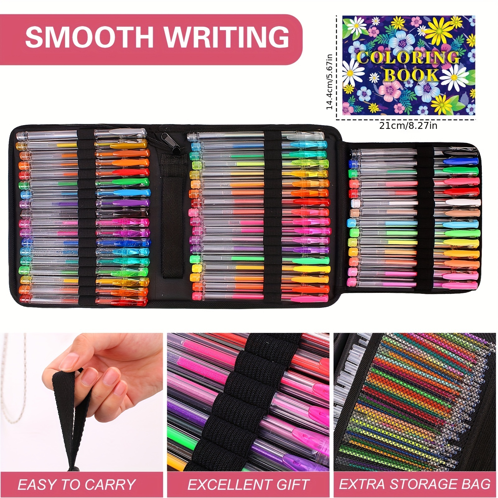  Soucolor Glitter Gel Pens with Gel Pens with Adult Coloring  Books and Travel Case : Arts, Crafts & Sewing