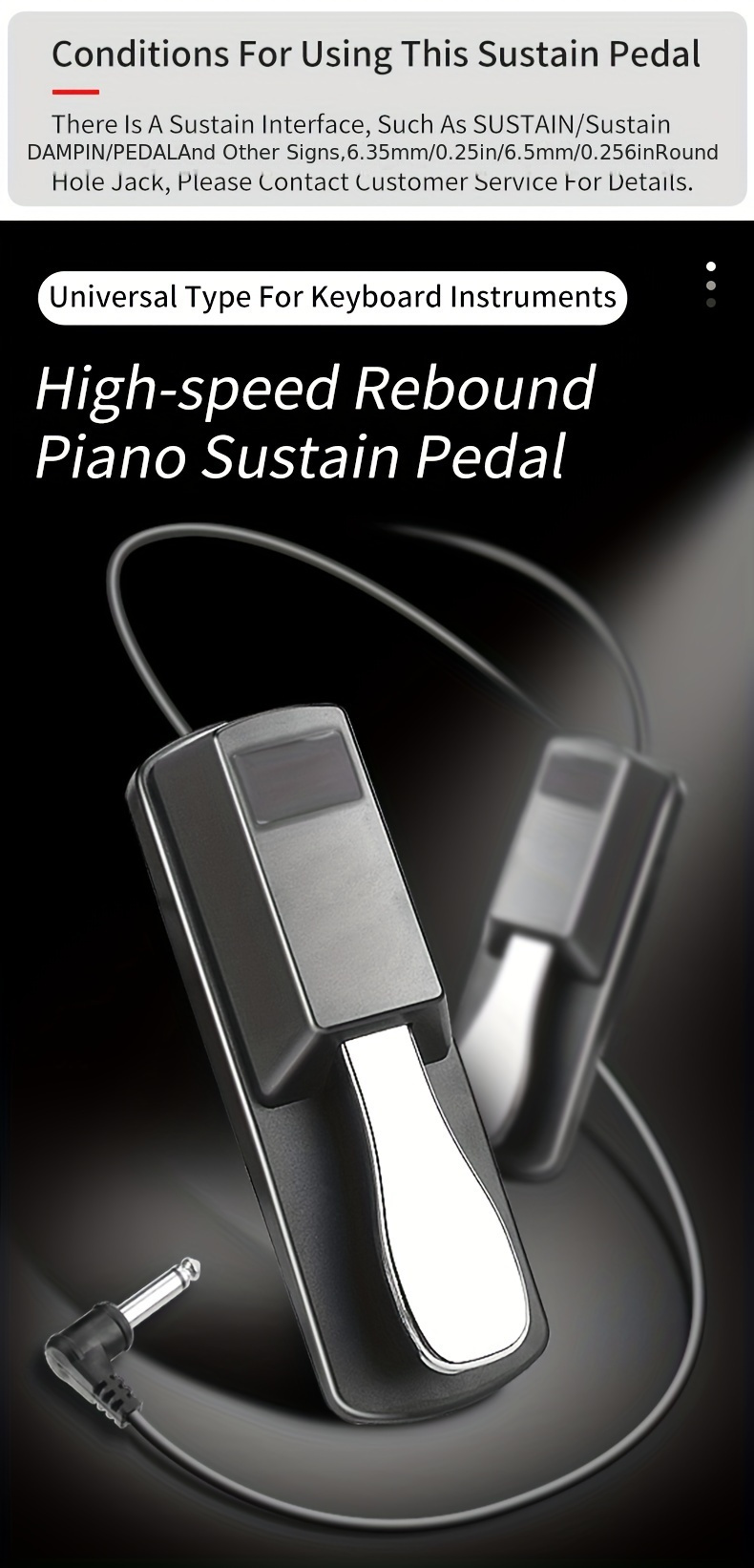 Sustain Pedal, Electric Piano Pedal, 6.35mm Keyboard Pedal for Home  Electric Piano Keyboard