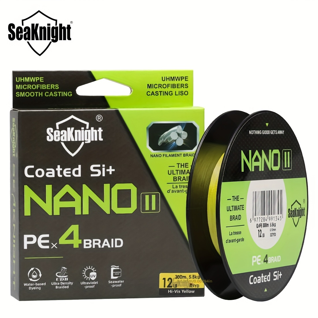 

SeaKnight II 300M PE Tresse Ligne de Pêche, 4 Ultra Haute Masse Moléculaire Polyéthylène, Lisse pour Eau Douce et Salée, Revêtement Anti-UV, Vert Haute Visibilité, 1